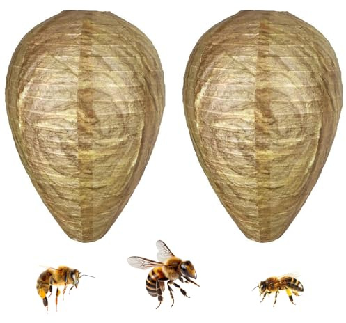 2 Stück Wespennest Attrappe Wetterfest,Anti Wespen Abwehr,Hornissennest Attrappe,Wespenfalle Künstliche Nest,Vertreiben Fernhalten Bienen,Wespenfalle Künstliche Nest,Gegen Wasp,Wespenabwehr,Aufhängen