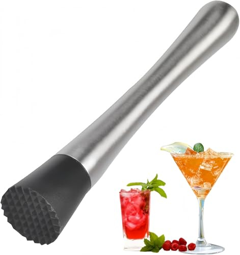 Heanvmyss Professioneller Cocktail Stößel,Cocktail Muddler,Edelstahl Ice Crusher,Cocktail Stampfer,Multifunktional Mixer-Stößel für Getränke,Säfte,Eiswürfeln,Früchten(25 cm)