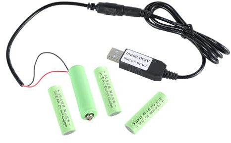 Greabuy Kits de repuesto de eliminadores de batería USB AA LR6 de 5 V a 6 V, convertidores de fuente de alimentación, 4 conectores AA LR6 de 1,5 V