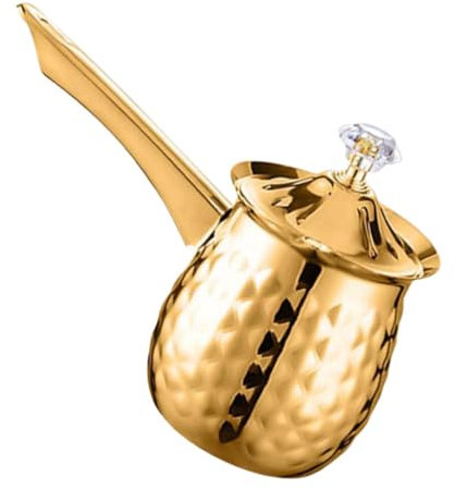 Alipis Caffettiera Turca in Metallo 400 Ml Design Vintage Dorato, Macchina Per Caffè Espresso Da Fornello e Scaldalatte, Compatta Per Uso in Cucina, Viaggi e Campeggio