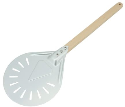 ZSREYFNB Pelle Pizza Pelle à Pizza perforée de 7/8/9 pouces, manche en aluminium et en bois, palette à Pizza, outil à Pizza court, poignée antidérapante Pelle A Pizza(7 inch 40cm)