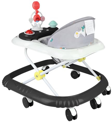 Lauflernhilfe für Babys, höhenverstellbar, mit leisen Rädern, Aktivitätszentrum mit Musik und Licht, für Babys von 6 bis 18 Monaten, Belastung 12 kg - 67 x 72 x 92 cm, Schwarz (B)