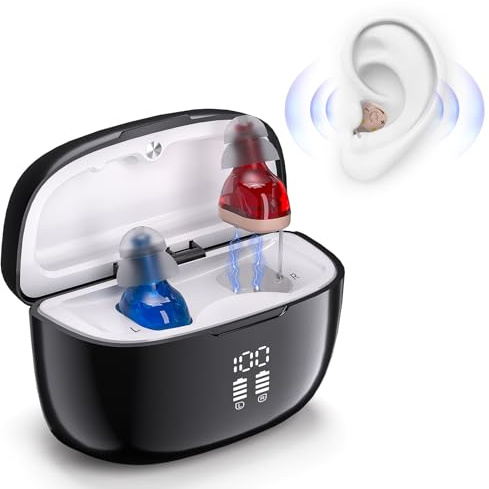 JYYRC Dispositivos de sonido para adultos con estuche de carga rápida, cancelación de ruido inteligente, control de volumen y una experiencia de usuario cómoda