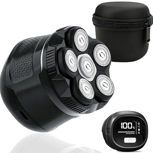 Glatzen Rasierer Herren,6D Rasierer Herren Elektrisch mit 1400mAH-Akku,Skull Shaver mit 2 Geschwindigkeiten IPX6 Wasserdicht Nass/Trocken Rasierkopf Rasierset 120 Mins