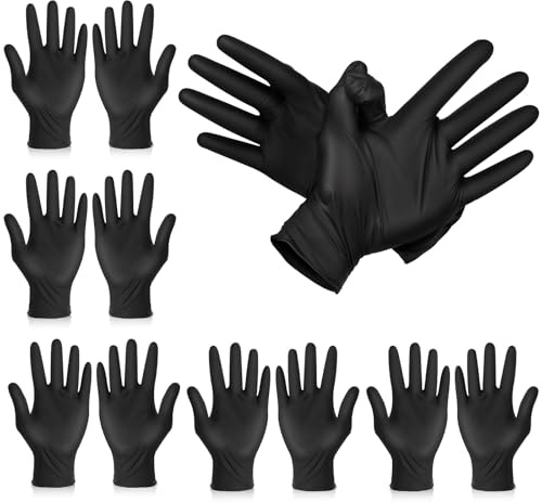 Bruislard 5Pairs Hair Dye Gloves Reusable Cleaning Gloves Black Rubber Glove Non-slip Bouncy Professional Hair Coloring Accessories for Salon Hairs Dyeing(Medium)