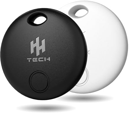 HH-Tech Smart Tag (Pack-2 Black+White) For Apple iOS Devices, Smart Tracker, Key Finder, Replaceable Battery, Easily Track Your Wallet, Bag, Suitcase, and More Worldwide with Apple Find My App
