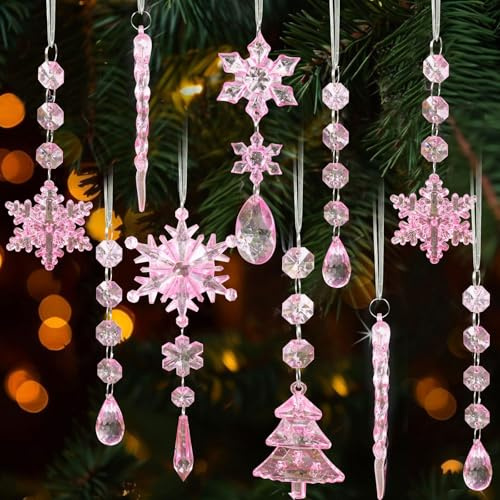 Julgransdekoration, 18 stycken akrylistappar dekoration, snöflingor istapp julgran, julhänge, akryl julgransdekoration, julgransprydnad för julgran, fest, bröllop, vinter