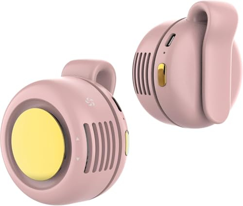 SBMKK Portable Silent Mini Bladeless Fan, Clip On Fan for Shirt, 3 Speeds & Queit, Hands Free Waist Whirlwind Fans, USB Rechargeable, Suitable for Outdoor & Travel & Office (pink)