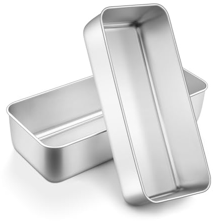 Onader Brotbackform 2er Set, 31cm Edelstahl Groß Kastenform Brotform | Rechteckig Backform Für Brot, Toast, Brownie und Lasagne, Gesund & Solide, Ofenfest & Spülmaschinenfest, 31.5x 13.7x 7.5cm