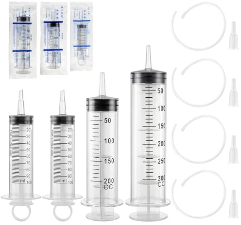 100 ml spruta med stor kapacitet, återanvändbar flytande plastspruta med rör för vätskor, olja eller limmapplikator, husdjursfoder, växtbevattning, arbete och vetenskap