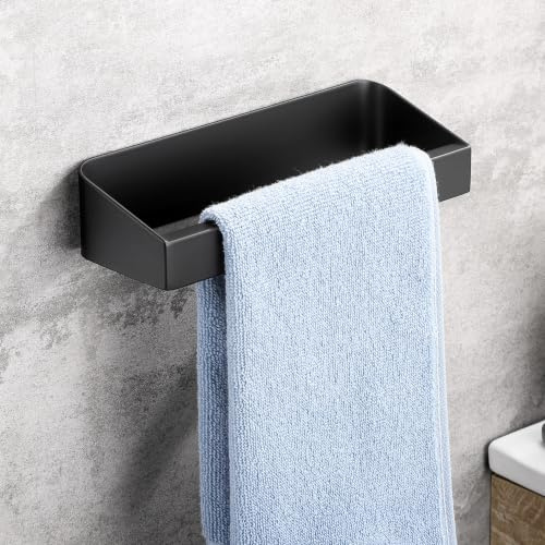 OETAMS Towel Holder No Drilling Towel Rail Self Adhesive | 304 Stainless Steel Hand Towel Holder Rack Wall Mounted for Bathrooms and Kitchen 20CM, Black Rustproof Towel Ring
