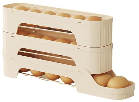 Dispensador de Huevos para Frigorífico Organizador De Con Rodadura | Rodadura Organizador De Y Dispensador Con Rodillo Automático Para Armarios De Cocina Almacén Y