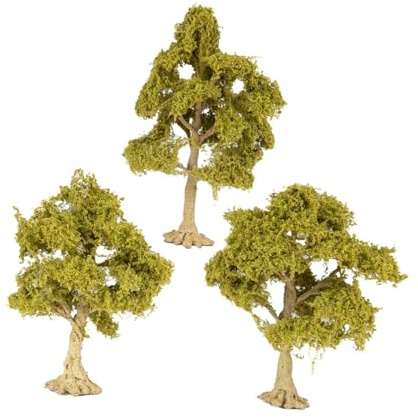 Qianly 3 Piezas Miniatura es Diorama Escenario Modelo Micro Paisaje Resistente Realismo para Diseño Ferroviario Decoración Arquitectura, árbol de Hoja Caduca