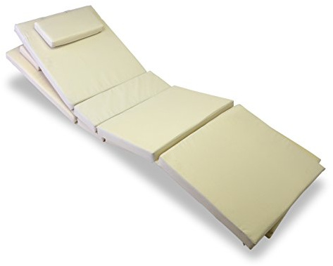 Nexos Trading Liegen-Auflage 2er Set Polster Kopfkissen für Sauna Garten Terrasse hochwertig Creme