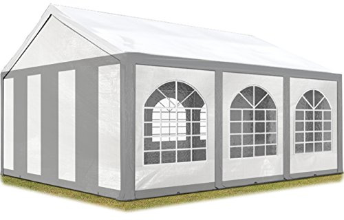 TOOLPORT Hochwertiges Partyzelt 3x6 m Pavillon Zelt PE Plane 450 N Gartenzelt Festzelt Bierzelt Wasserdicht grau-weiß