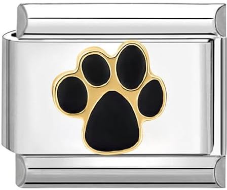 Quiges - 9mm Italian Style Charm Modul Edelstahl Pfotenabdruck für Italienische Armbänder