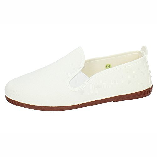 javer 55 Zapatillas de Camping Blancas de Lona para Mujer, Mujer Zapatillas Blanco 37