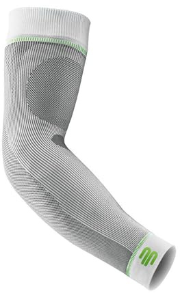 BAUERFEIND, 1 Paar Sport Kompressions-Armbandagen, Unisex, Rechts und links tragbar, Für Ball- und Ausdauersportarten, Stärkung der Muskulatur, Gr. S kurz, Weiß, 29355011000021