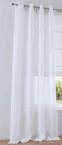 Kutti Vorhang Leinen Metis 100% Leinen Blickdicht Ösenschal Gardine Weiss B 140 x H 145 cm (1 Stück)