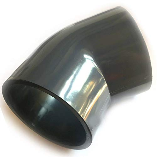 PVC-U Bogen Fitting 63mm Winkel 45° Druckklasse PN 10 = 10 bar nach DIN 8063 mit 2 X Klebemuffe für Koiteich & Gartenteich