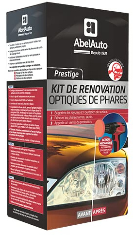 ABELAUTO Kit de Rénovation Optiques de Phares Mécanique – Restauration Transparence, Déjaunissement & Polissage pour Phares Voiture – Compatible Perceuse