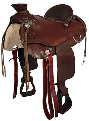 A&M Reitsport Westernsattel Kuba aus Büffelleder hoher Qualität Neu Roping Sattel, Größe:17 Zoll
