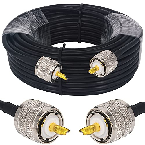 YILIANDUO Cavo RG58 15m UHF PL259 maschio-maschio bassa perdita | Per radio HAM, CB, VHF marino, analizzatori, SWR, carico fittizio e broadcast. Cavo coassiale 50 ohm.