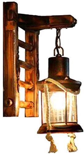 E27 Holz Retro Wandleuchte Nostalgische Lampe Glasschirm Vintage Wandleuchte Kreativ Rustikale Wandleuchte Bar Cafe Flur Lichter Industrielle Bauernhaus Schlafzimmer Kopfteil Dekoration Beleuchtung,B