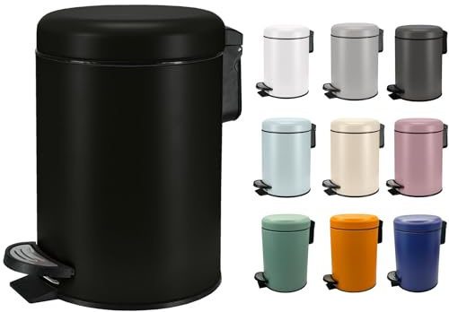 KW Soft Shade Small Round Pedal Bin (Black, 3 Ltr)