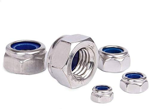 Treer 40-piezas juego de contratuercas con inserto de nailon de Acero inoxidable 304, 4-Tamaño métricas contratuercas M10 M12 M14 M16