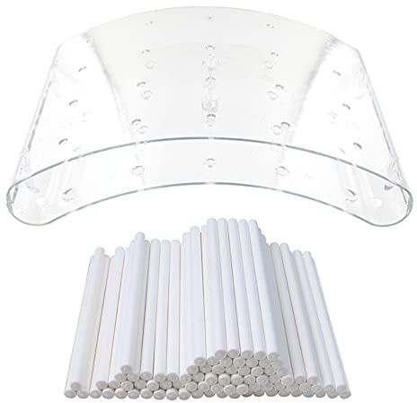 Zasvec 1 Pieza Soporte para Cake Pop Soporte para Chuches Soporte para Pop Cake Expositor de Cake Pop Soporte para Tartas 20 Agujeros con 100 Palitos de Papel para Bodas Cumpleaños Fiestas