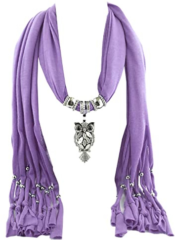 GFM Damen Schal mit Eulen-Anhänger, Ss07-clr-li-flieder, 85