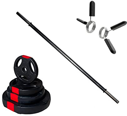 POWER-XTREME 22kg Aerobic/Gymnastik Hantelset Pump-Set, 30mm | 140cm Langhantelstange, gummiert mit Hantelscheiben aus Kunststoff (Gripper)