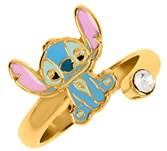 Disney Lilo & Stitch Blue & Pink Gold Plated Clear Stone Ring RF00393YRWL