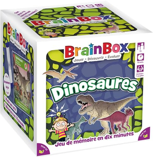 BRAINBOX : Dinosaures - Jeu Educatif d'Observation et de Mémoire pour Enfants dès 5 Ans - Testez Vos Connaissances sur Les Dinos - Apprendre en s'Amusant - 1 Joueur & + - 10 Min - Version Française