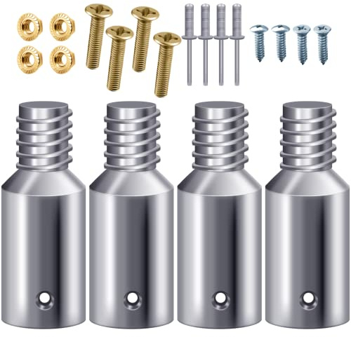4 Pcs Threaded Tip Replacement Ultra Threaded Tip Repair Kit Mop Handle Pole Handle Replacement Extension for 1 Inch Stick Mop Broom Wood Metal Pole Tail Adapter | 4-pack threaded tip replacement set for mop & broom handles, compatible with 1-inch wood & metal poles, extends handle length