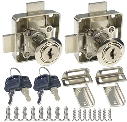 Cabinet Double Door Lock Drawer Lock Safety Lock [Keyed Alike] Double Deadbolt-Door Lock [Installation on the Right Side Door] Drilling Diameter 3/4/19mm for (3/5/15mm -7/8/22mm) Door Panels（2pcs