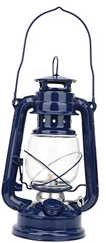 Jenngaoo Retro Öllampe, Petroleumlaterne Outdoor Hanging Camping Laternen Zelt Licht Metall Glas Petroleumlicht(Blau)