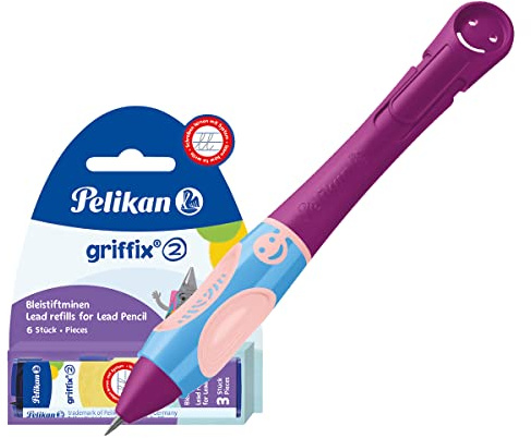 Pelikan griffix Bleistift für Rechtshänder, 1 Stück in Faltschachtel (SweetBerry, Bleistift + 6 Minen)