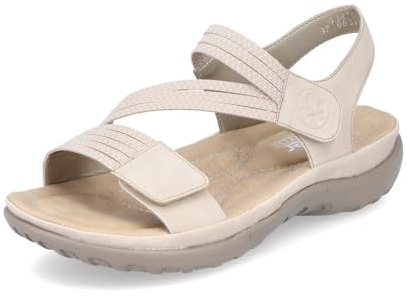 Rieker Femme Sandales 64870, Dame Sandales Fines,Chaussure d'été,Sandale d'été,Confortable,Plate,Beige (Beige / 62),40 EU / 6.5 UK