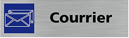 Signalétique.biz France - Plaque de porte COURRIER (Q0288) - 170 X 50 mm - Plaque aluminium brossé de 2mm