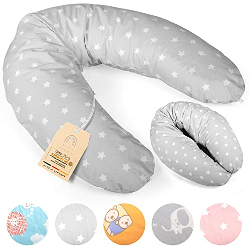 Baby's Stillkissen XXL - 190cm Schwangerschaftskissen mit Bezug - Geprüftes Schwangerschaft Kissen für Baby & Erwachsene - Kuscheliges Stillkissen Seitenschläferkissen & Lagerungskissen Erwachsene