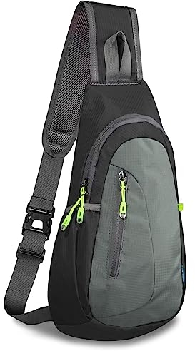 Kleiner Sling Bag Leichter Crossbody Bag für Frauen Rucksack für Männer Lauf-Rucksack Reise-Brusttasche Schulter Tagesrucksack für Fitnessstudio Arbeit Outdoor Wandersport Schwarz/Dunkelgrau