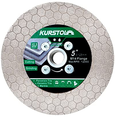 KURSTOL Diamant Trennscheibe - Diamant Fliesentrennscheibe 125 mm x M14 | zum Schneiden und Schleifen von Keramikfliesen, Porzellan, Granit, Marmor