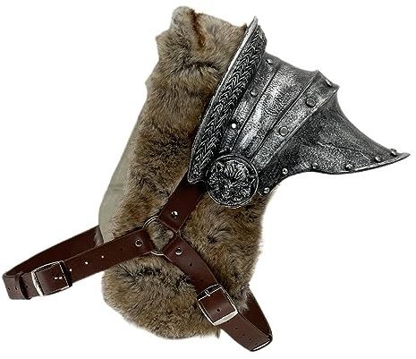 LOOYAR Geschmiedete Schaumstoff-Wikinger-Tapferkeits-Schulterpanzer – PU-Schaum-Wikinger-LARP-Kostüm-Requisite für Halloween, historische Nachstellungen und Geschenke, Silber