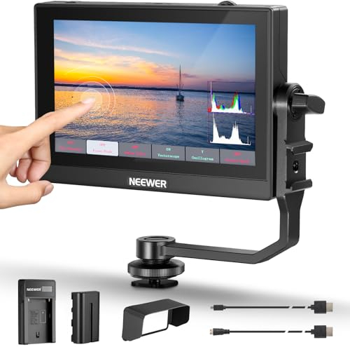 NEEWER F500 5,5 Zoll Kamera Feldmonitor, HDR Touch Screen mit 3D LUT, Wellenform, Vector Scope, Full HD 1920x1080 IPS 4K HDMI Loop in/Out DSLR Video Peaking Focus Assist, Tilt Arm, Batterie