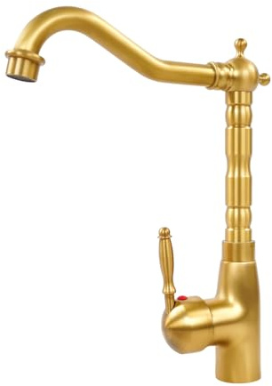 Küchenarmatur Nostalgie Einhebel Wasserhahn Waschbecken Retro Küche Bad Armatur Verstellbare Brause Mischbatterie Becken Mit Warmen Und Kalten Wasserhähne Farbe Messing
