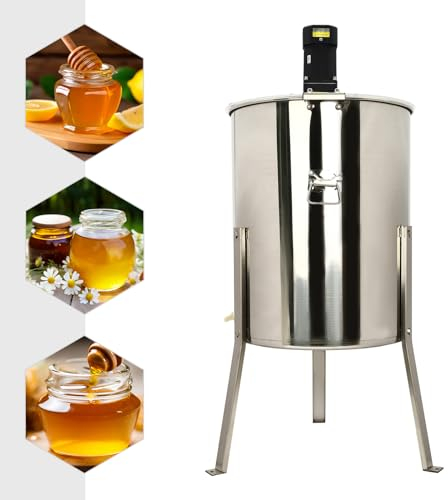 BJTDLLX Deluxe Honigschleuder Elektrischer Edelstahl Bienenschleuder Imkereiausrüstung 8 Rahmen Professionelle Honey Extractor mit Standfüßen (4xKleine Rahmen, 4xStandard Rahmen)