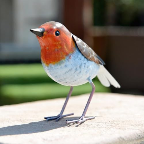 Betley Butterfly Robin Christmas Garden Ornament Hand Painted Metal Redbreast Bird XMAS Tree Statue Decoration Gift