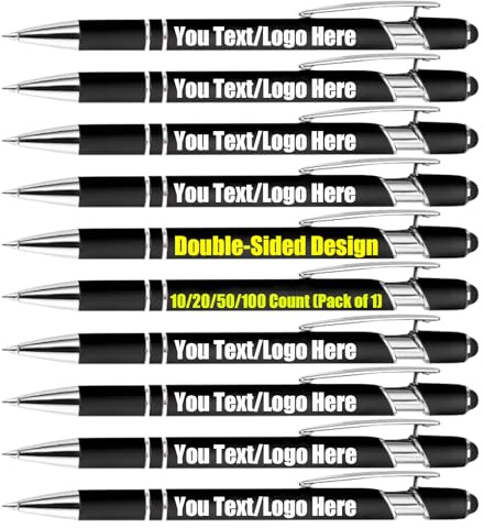Kugelschreiber Personalisiert Hochwertig Kugelschreiber mit Gravur Tintenroller Kuli Schwarze Tinte 20 Stück Kugelschreiber Set Doppelseitiges Personalisiertes Logo/Text Schreibset mit Gravur